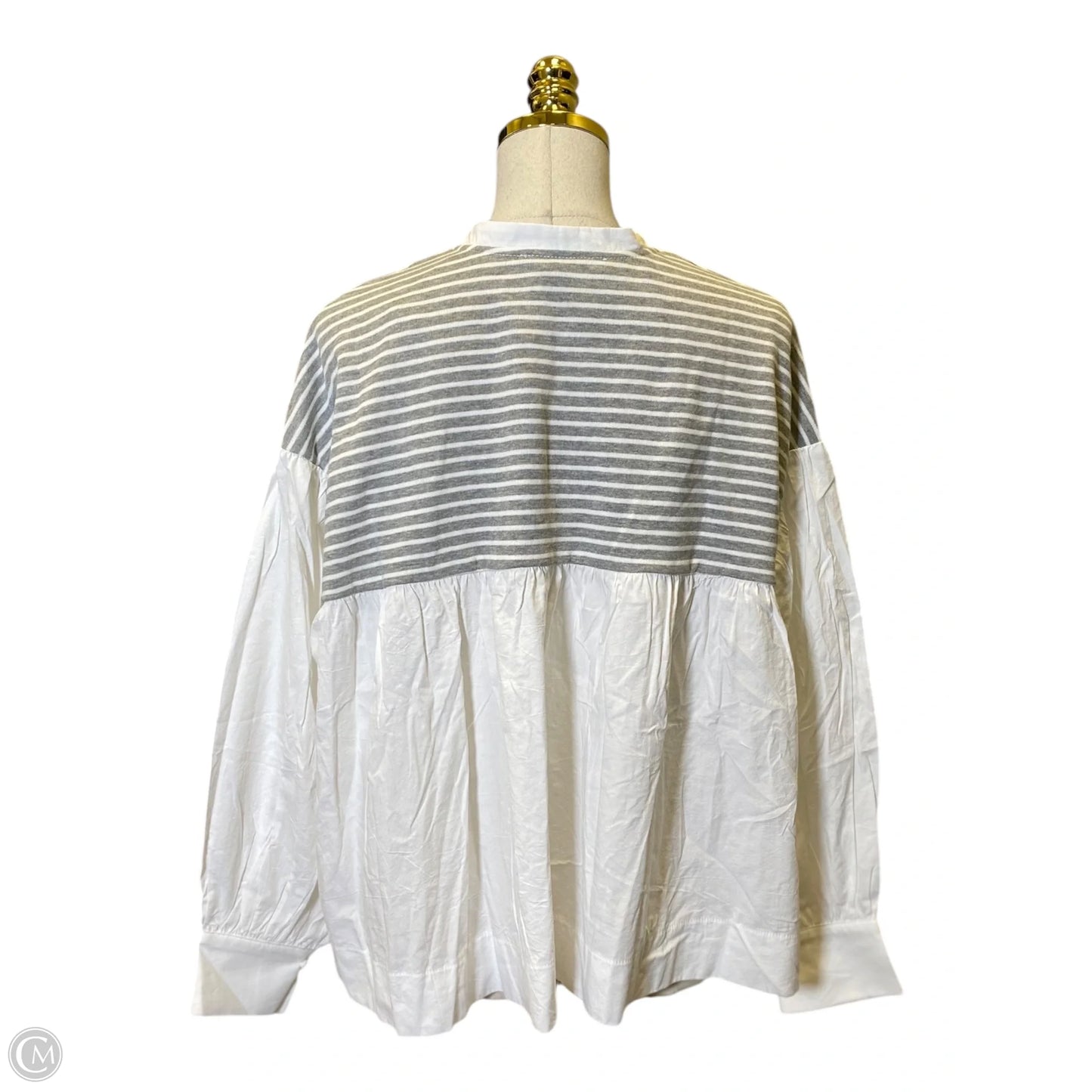 Top Long Sleeve By Mustard Seed In Grey & White, Size: S