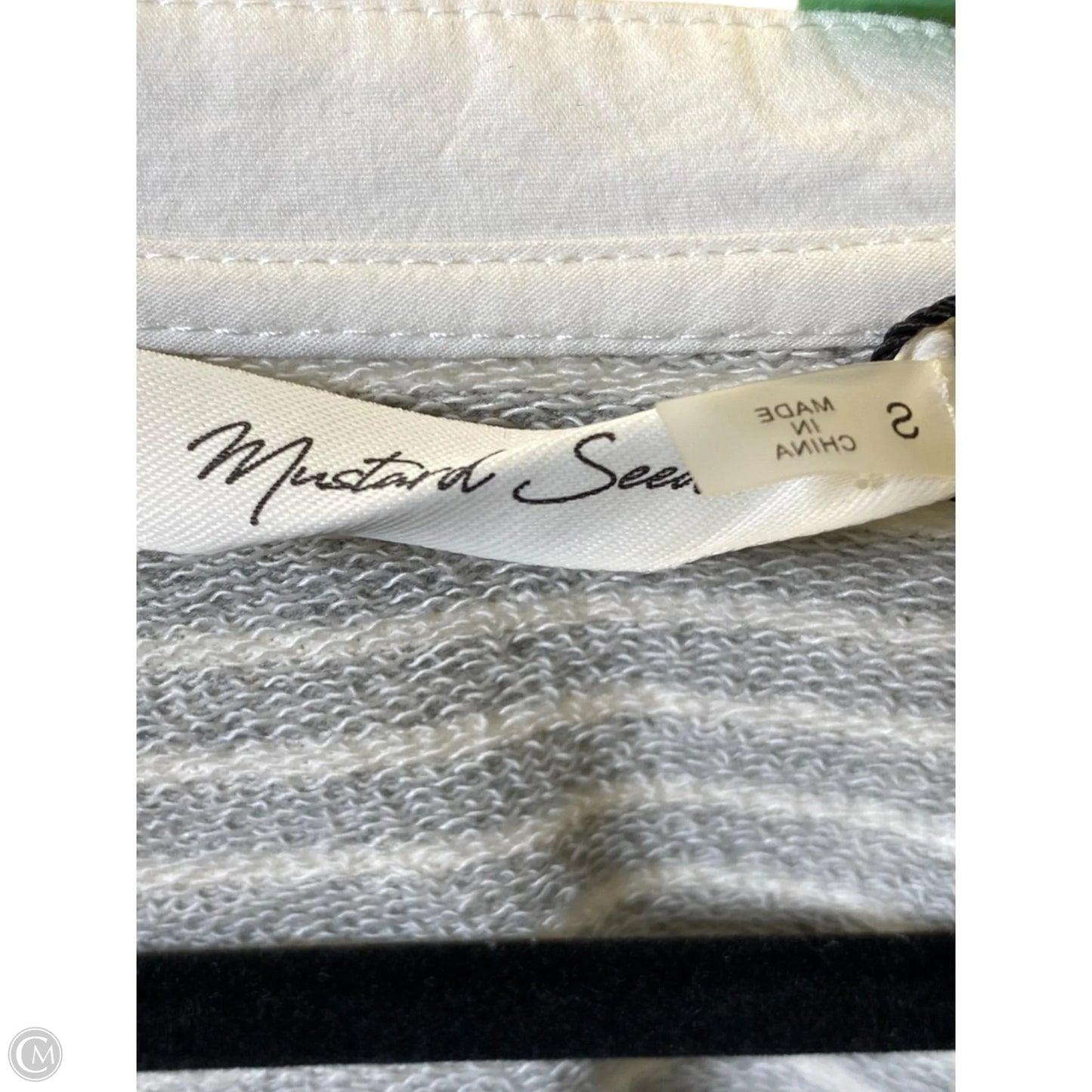 Top Long Sleeve By Mustard Seed In Grey & White, Size: S