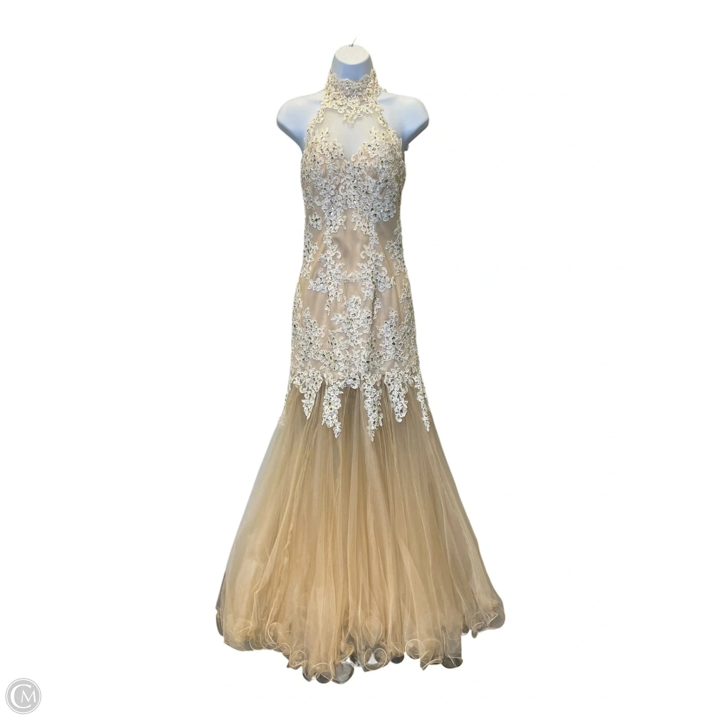 Dress Party Long By Clothes Mentor In Tan, Size: 4