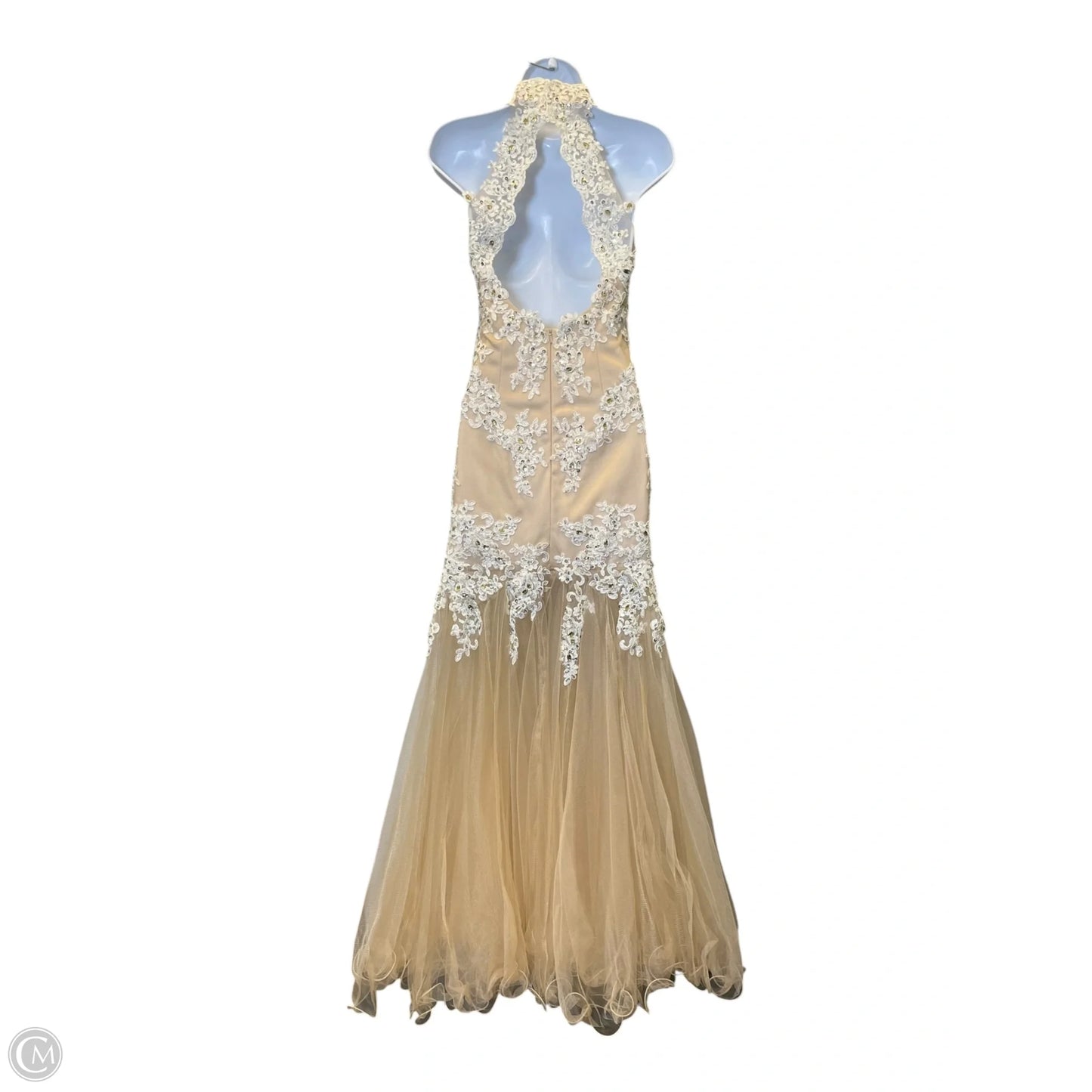 Dress Party Long By Clothes Mentor In Tan, Size: 4