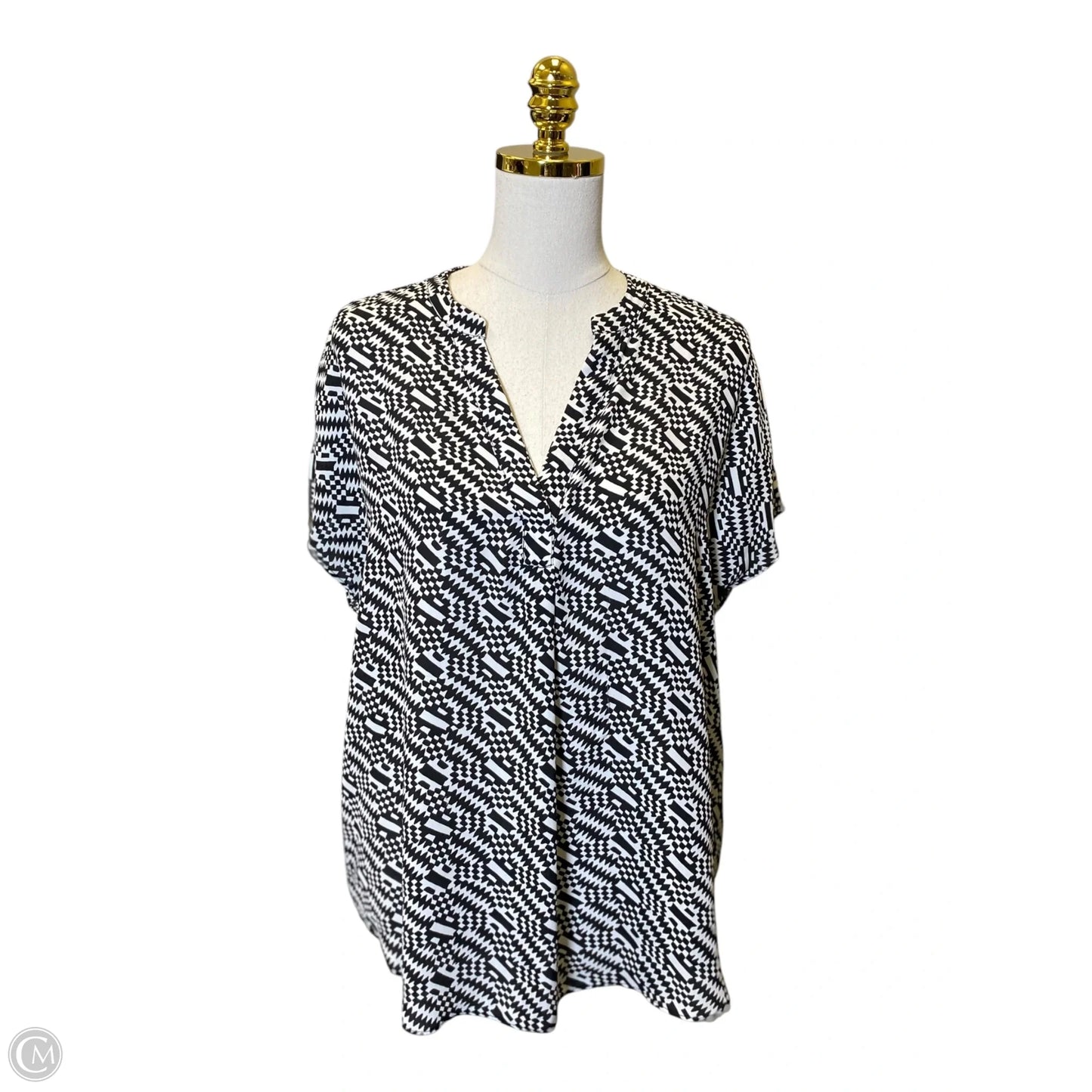 Top Short Sleeve By Maison Damelie In Black & White, Size: L