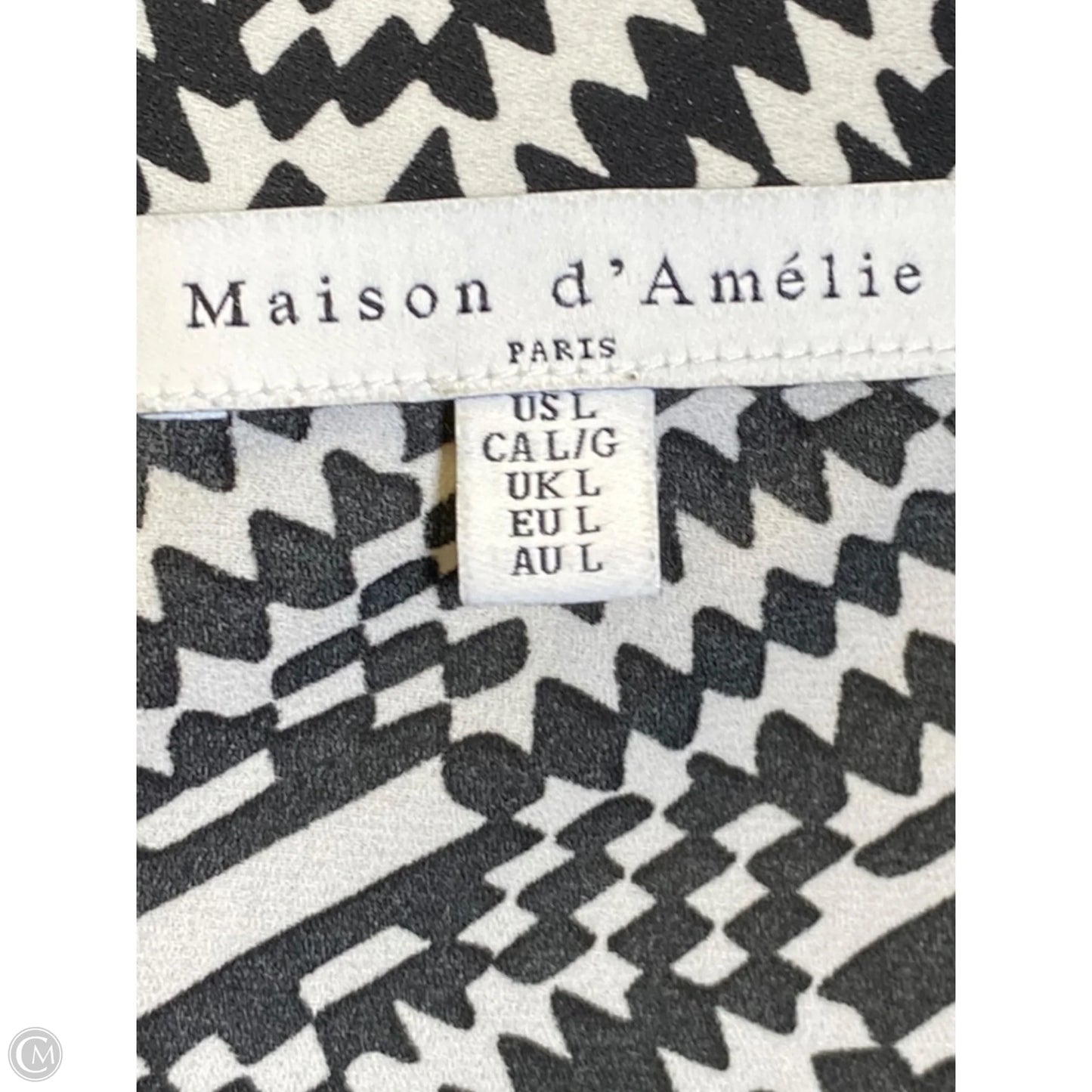 Top Short Sleeve By Maison Damelie In Black & White, Size: L