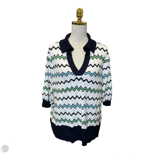 Top 3/4 Sleeve Basic By Talbots In Striped Pattern, Size: L