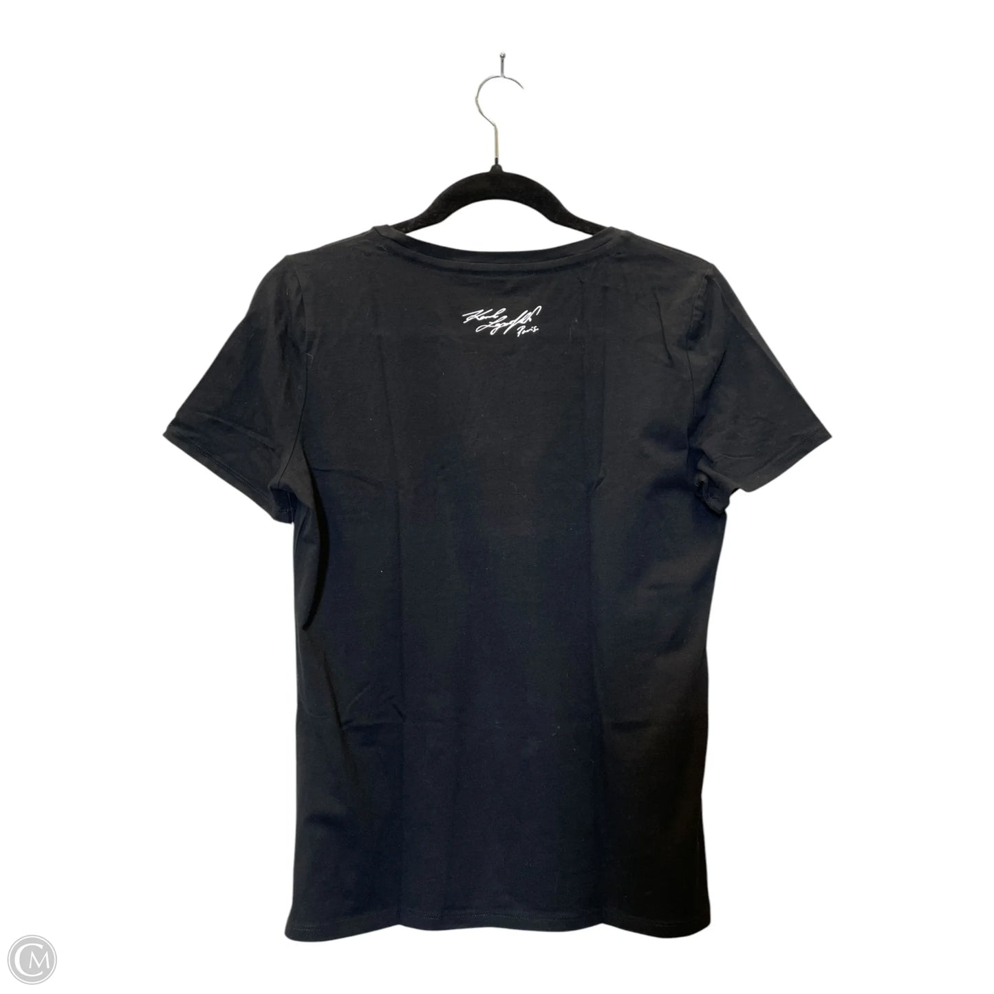 Top Short Sleeve Designer By Karl Lagerfeld In Black, Size: S