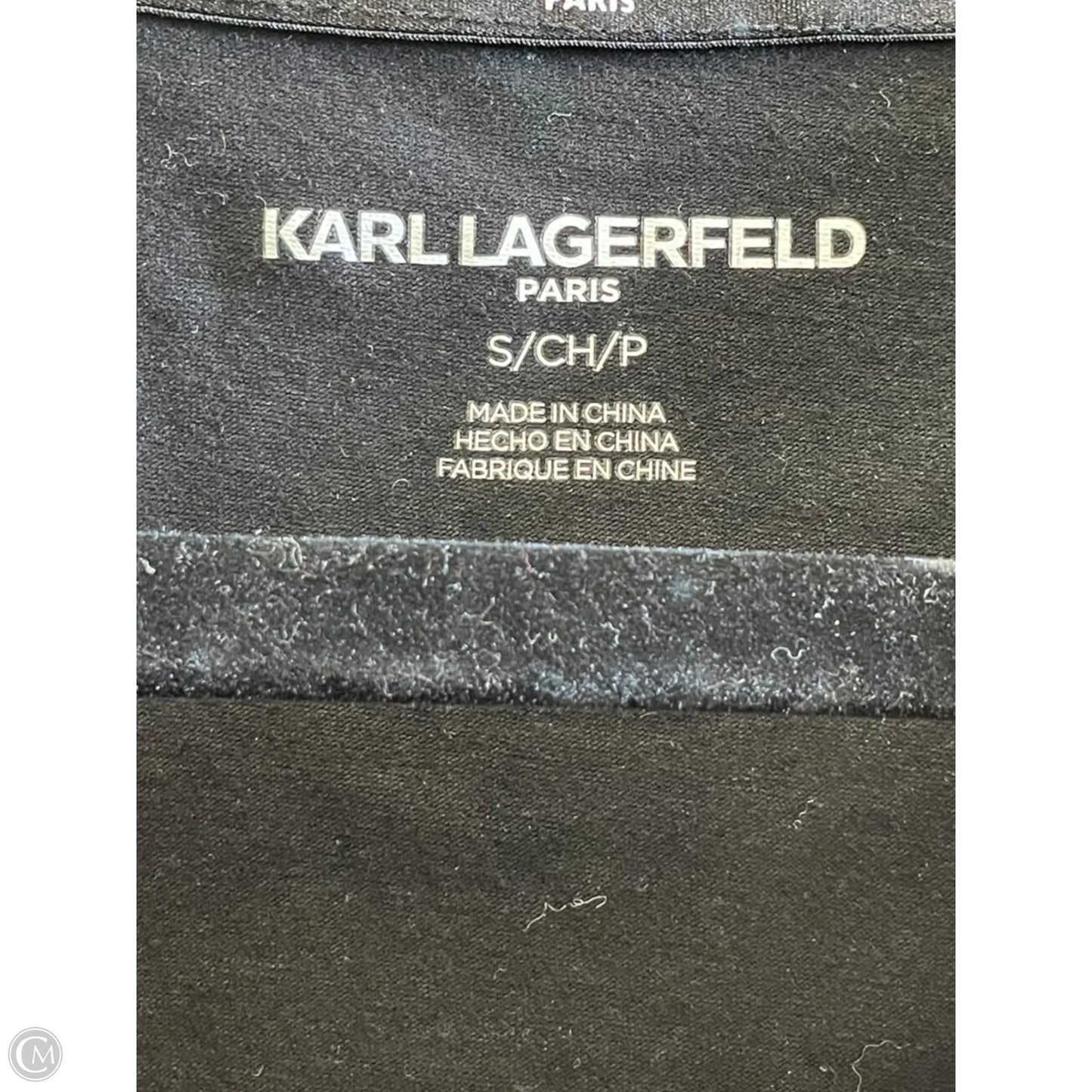 Top Short Sleeve Designer By Karl Lagerfeld In Black, Size: S