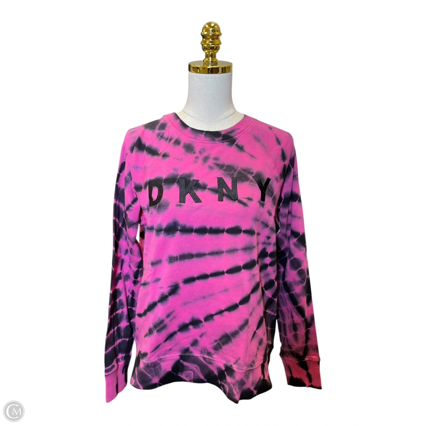 Athletic Sweatshirt Crewneck By Dkny In Black & Pink, Size: S