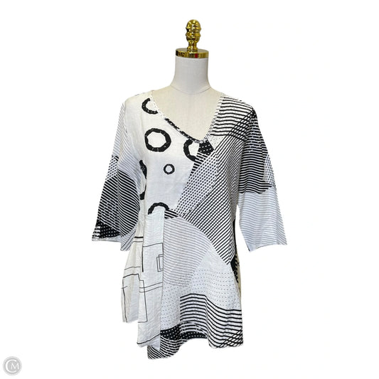 Top 3/4 Sleeve By Coco And Carmen In Black & White, Size: S