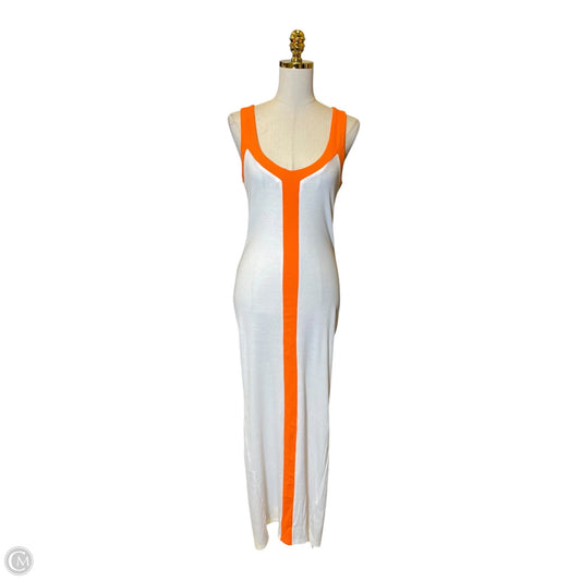 Dress Casual Maxi By Micas In Orange & White, Size: M