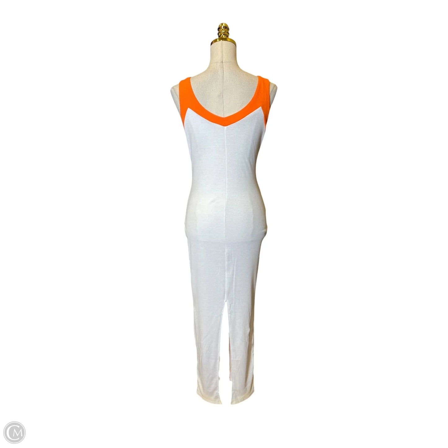 Dress Casual Maxi By Micas In Orange & White, Size: L