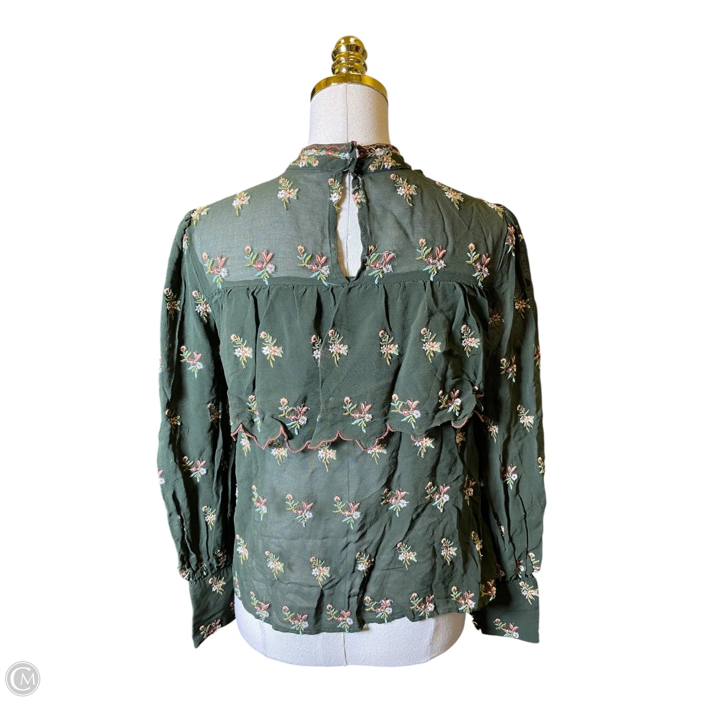 Top Long Sleeve By Zara In Green, Size: S