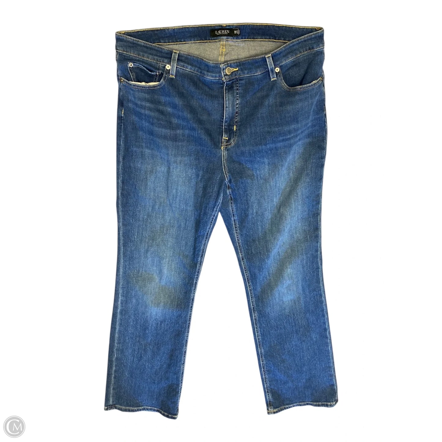 Jeans Straight By Lauren By Ralph Lauren In Blue Denim, Size: 16