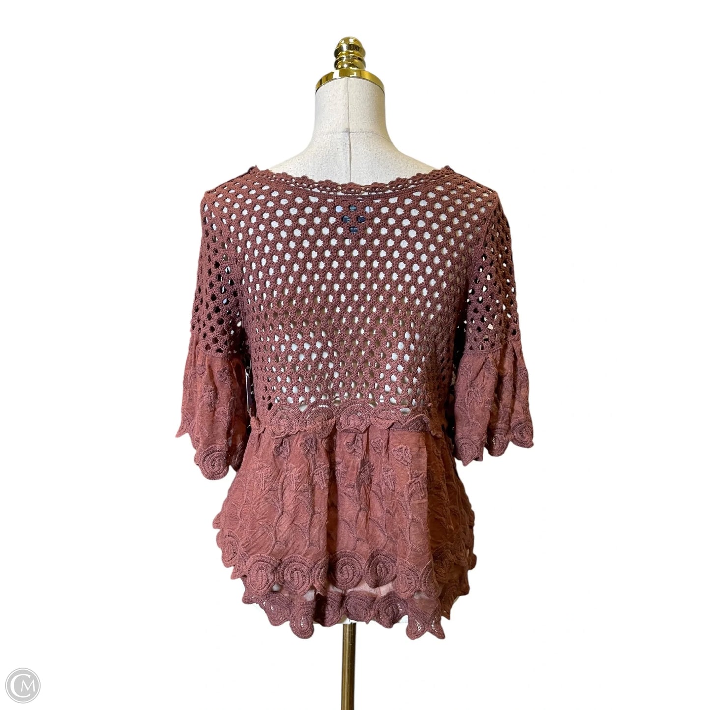 Top Short Sleeve By Daytrip In Brown, Size: S