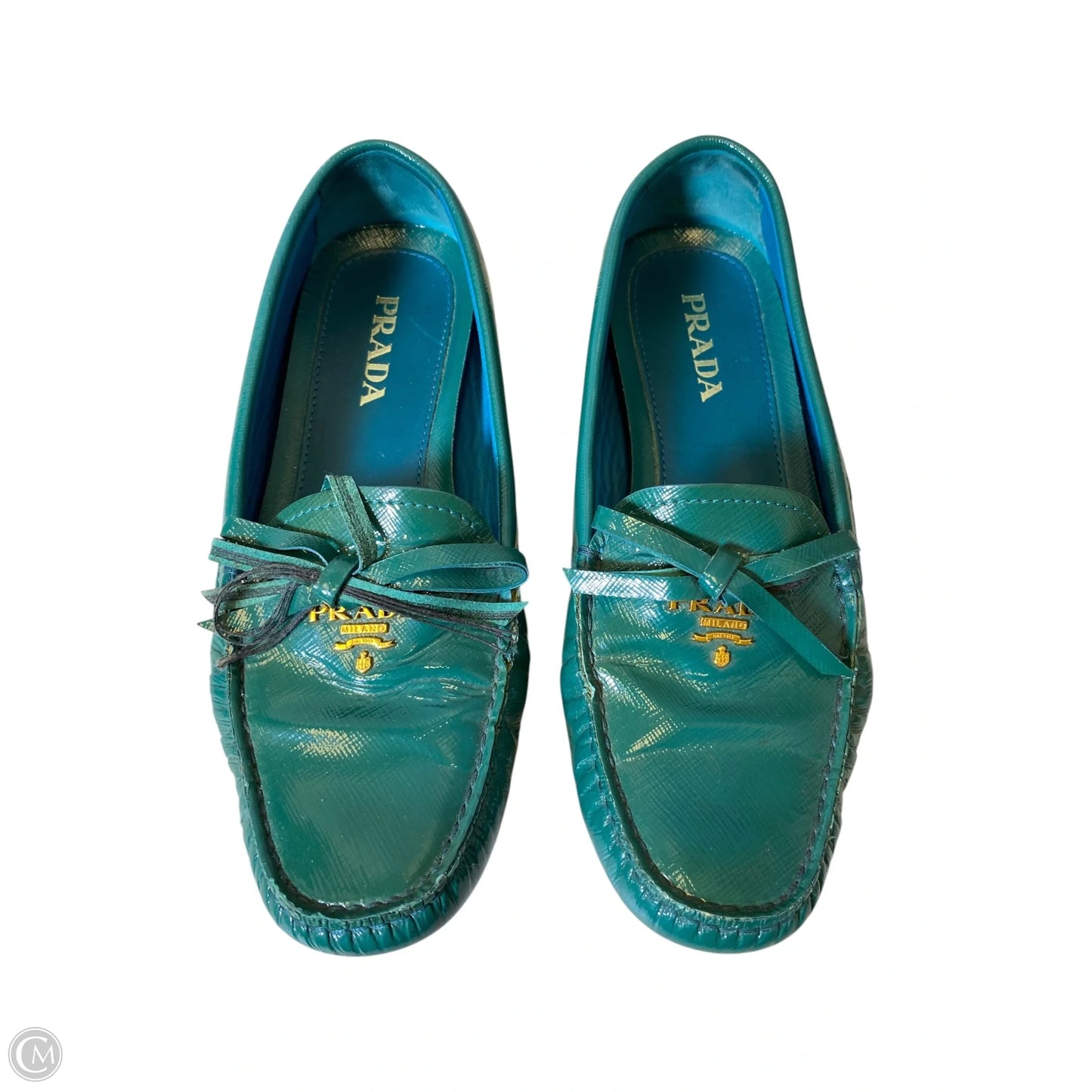 Shoes Luxury Designer By Prada In Green, Size: 5.5