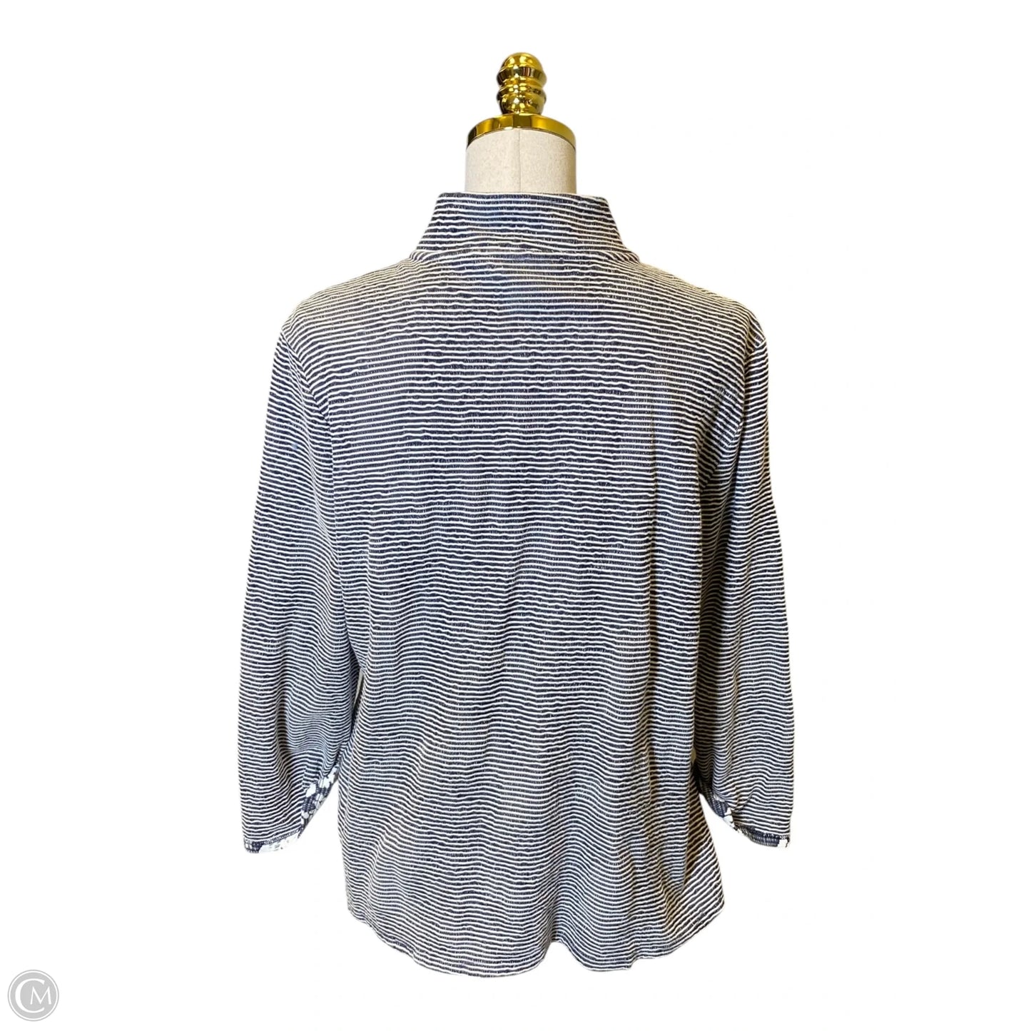 Top 3/4 Sleeve By Chicos In Striped Pattern, Size: L