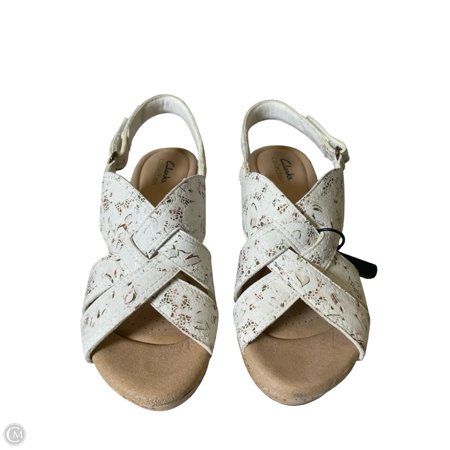Sandals Heels Wedge By Clarks In White, Size: 7.5