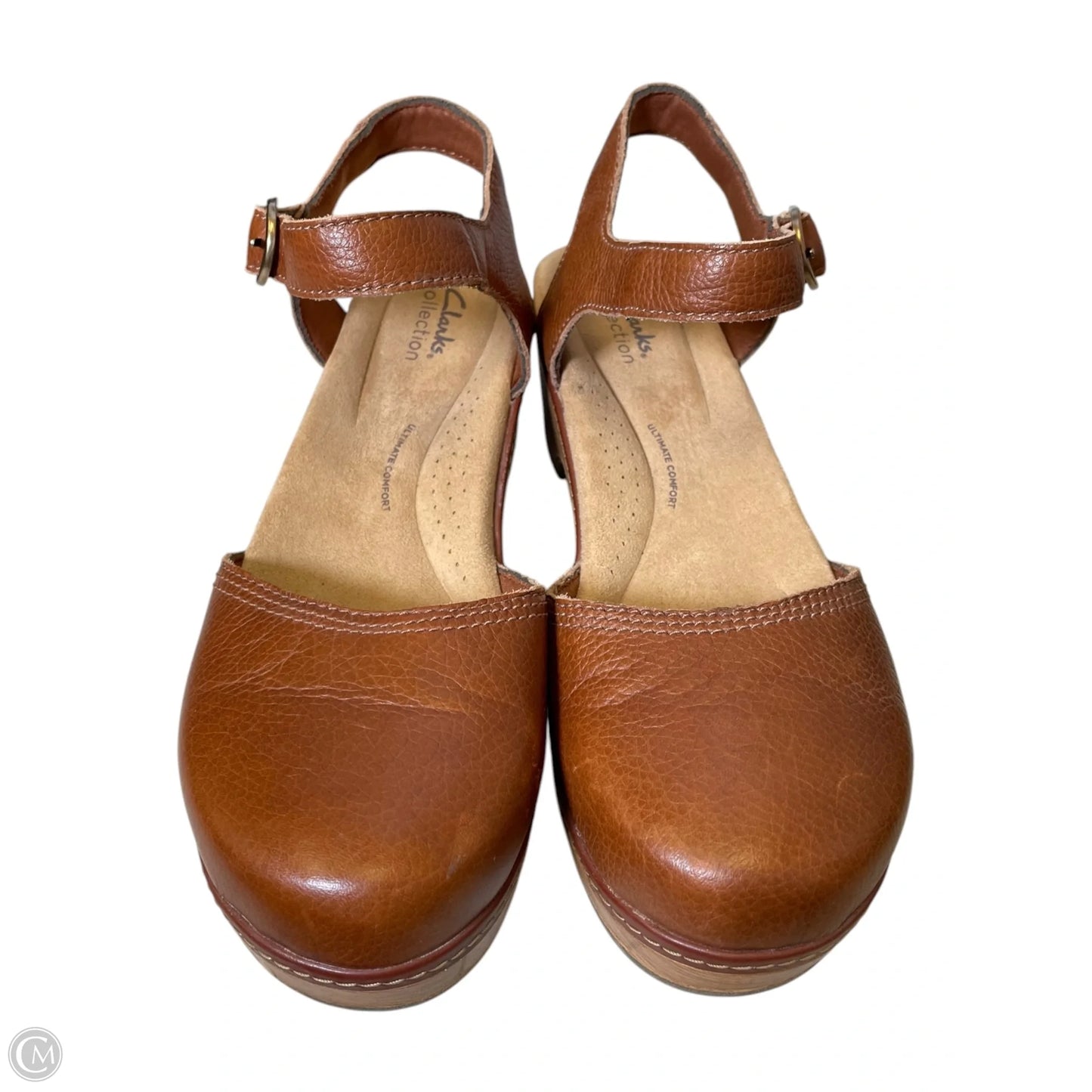 Sandals Heels Block By Clarks In Brown, Size: 10