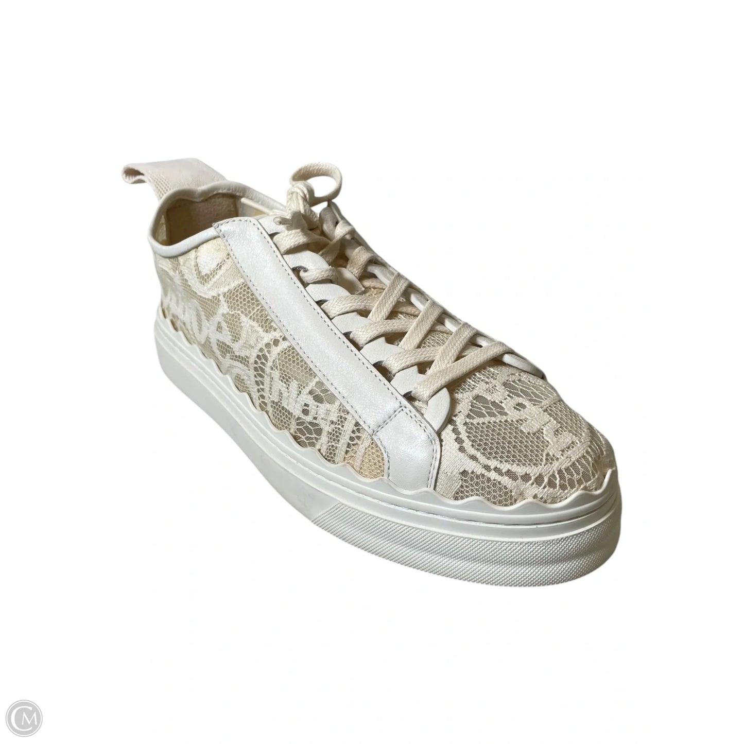 Shoes Luxury Designer By Chloe In Cream, Size: 7.5