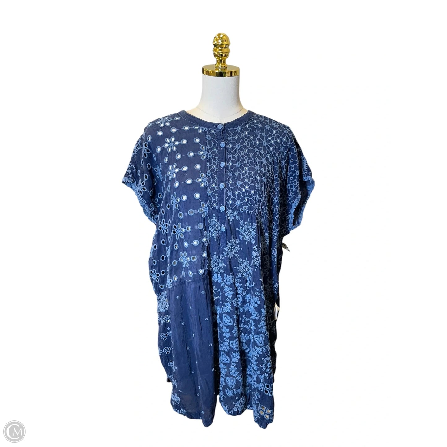 Top Short Sleeve By Johnny Was In Navy, Size: L