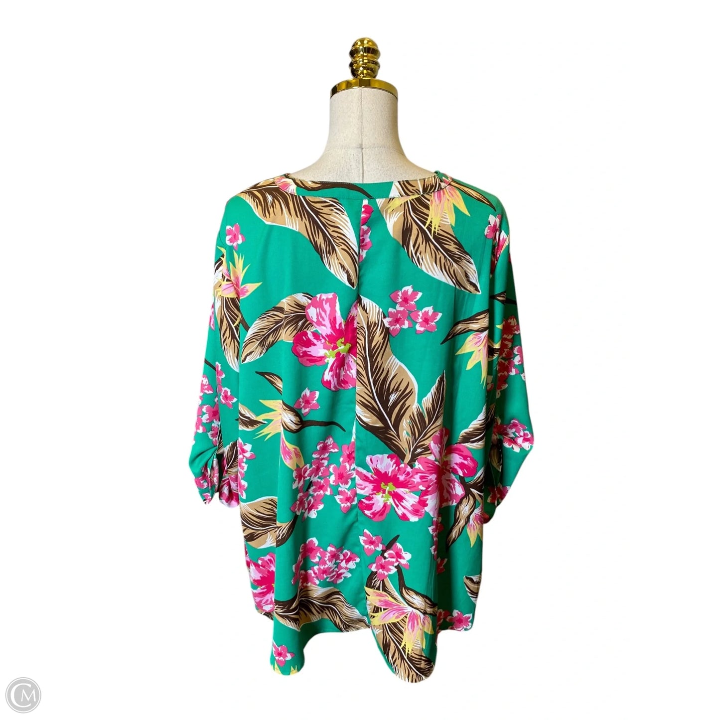Top 3/4 Sleeve By Catherines In Floral Print, Size: 1x