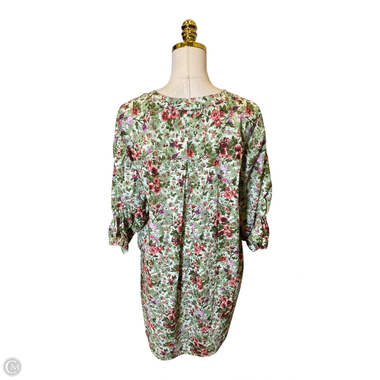Top 3/4 Sleeve By Denim 24/7 In Floral Print, Size: 22