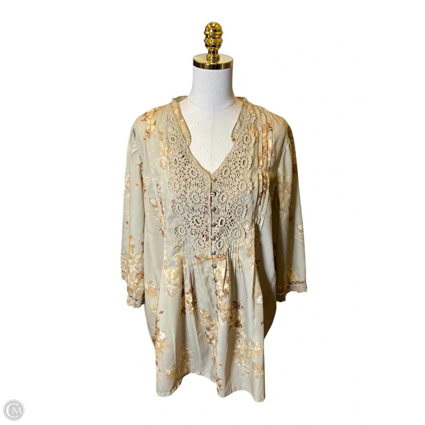 Top 3/4 Sleeve By Roamans In Floral Print, Size: 20