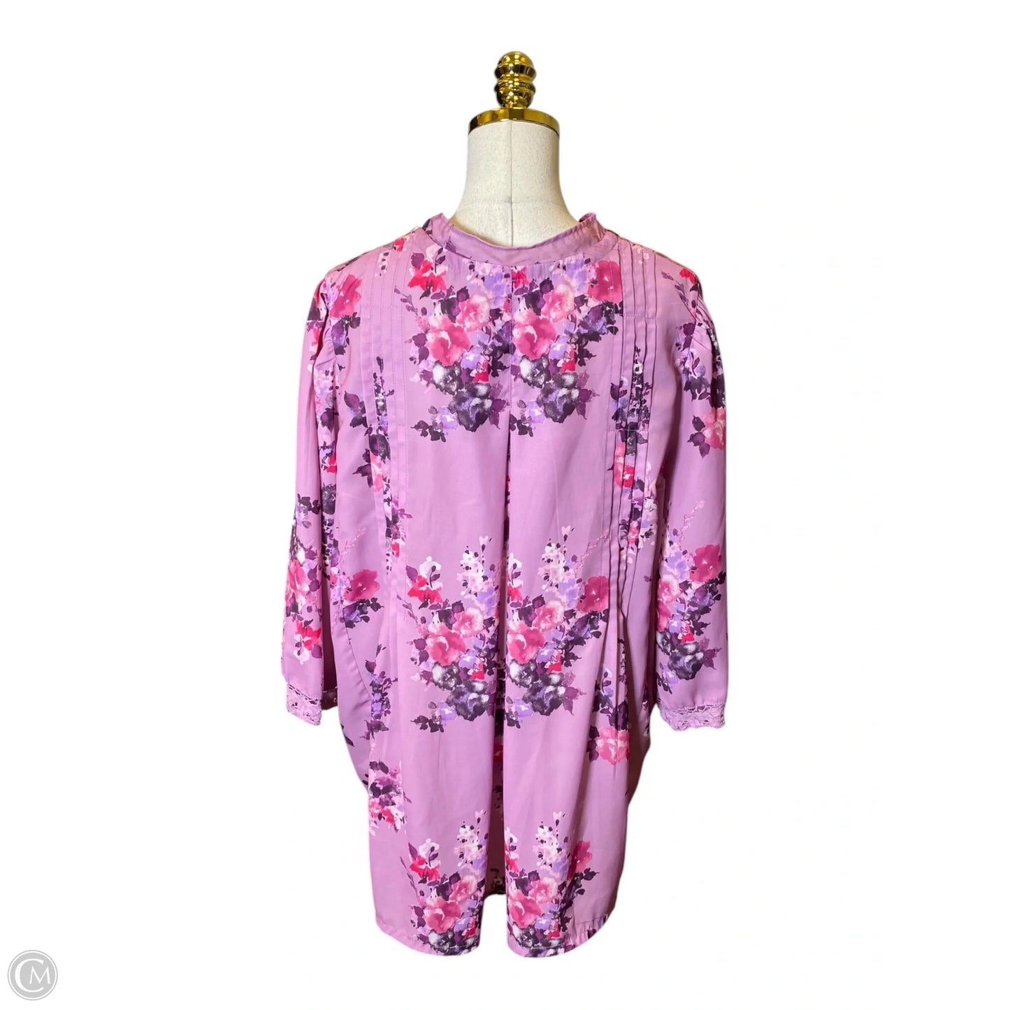 Top 3/4 Sleeve By Roamans In Floral Print, Size: 20