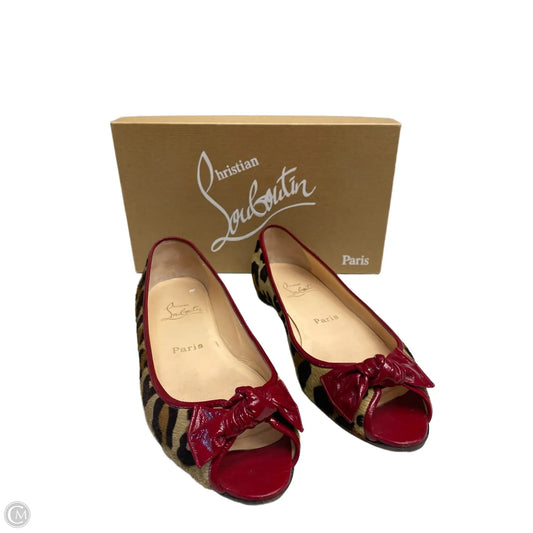 Sandals Luxury Designer By Christian Louboutin In Animal Print, Size: 7.5