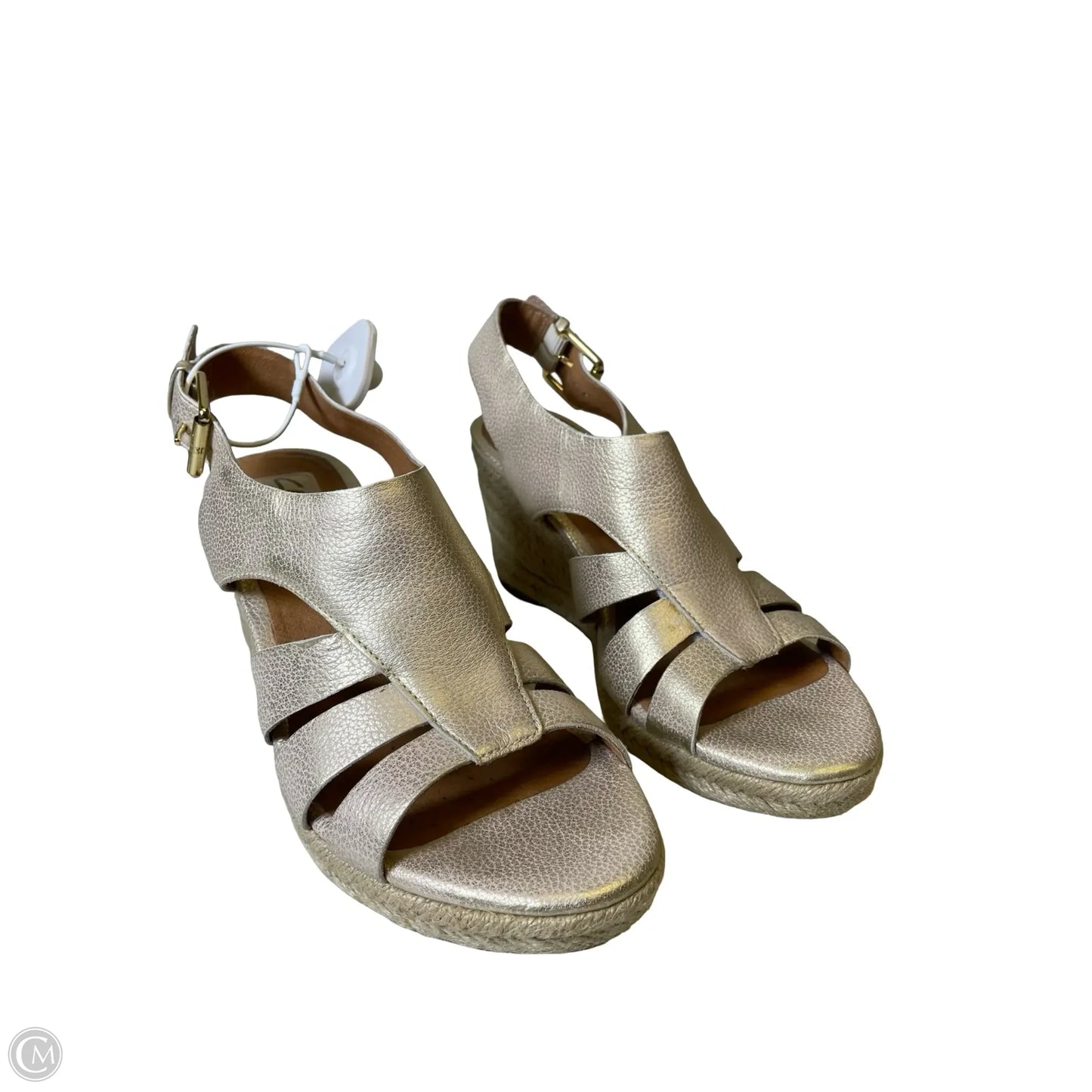 Sandals Heels Wedge By Clarks In Gold, Size: 8.5