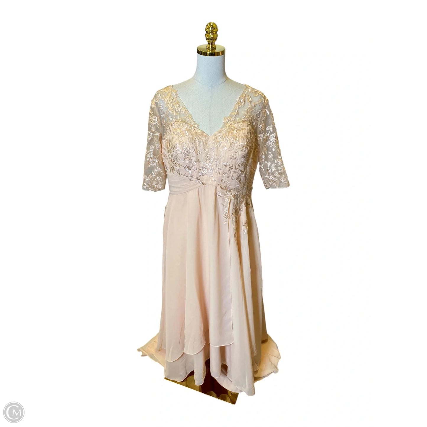 Dress Party Long By Clothes Mentor In Peach, Size: 16