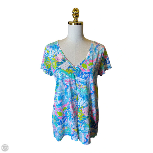 Top Short Sleeve Designer By Lilly Pulitzer In Multi-colored, Size: M