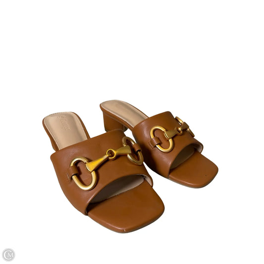 Sandals Heels Block By Clothes Mentor In Brown, Size: 7.5