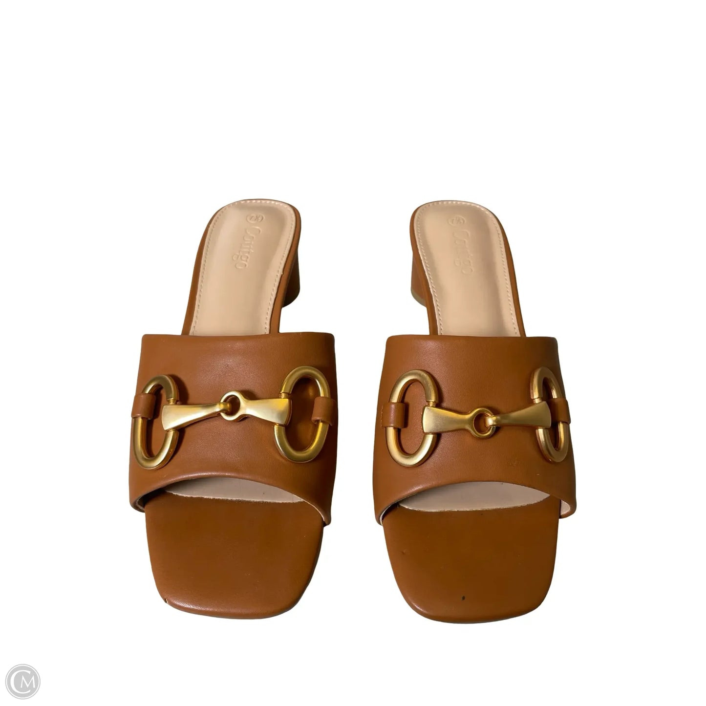 Sandals Heels Block By Clothes Mentor In Brown, Size: 7.5