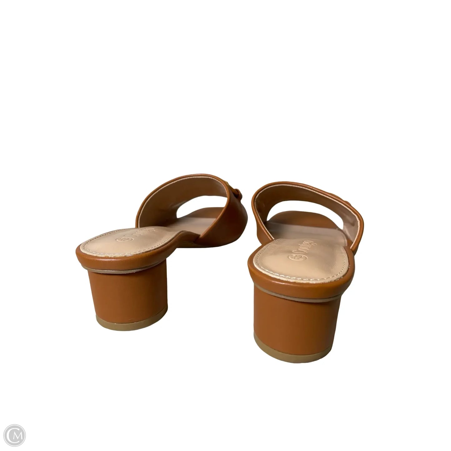 Sandals Heels Block By Clothes Mentor In Brown, Size: 7.5