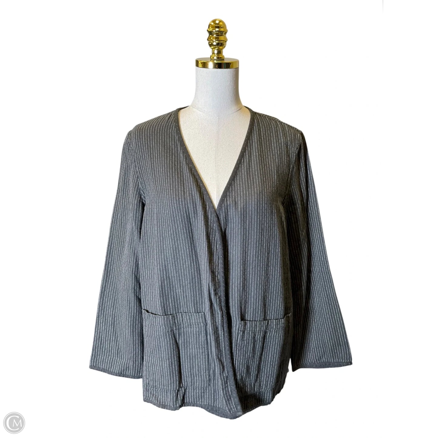 Jacket Moto By Eileen Fisher In Grey, Size: L