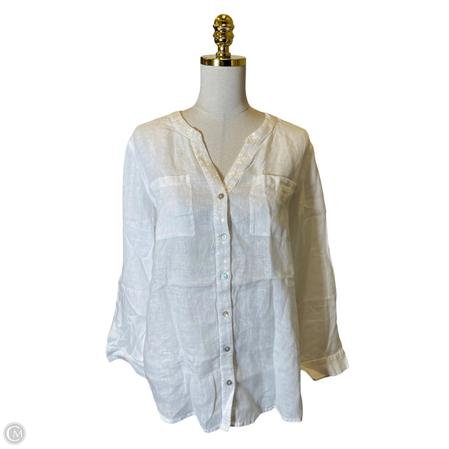 Top Long Sleeve By Chicos In White, Size: M