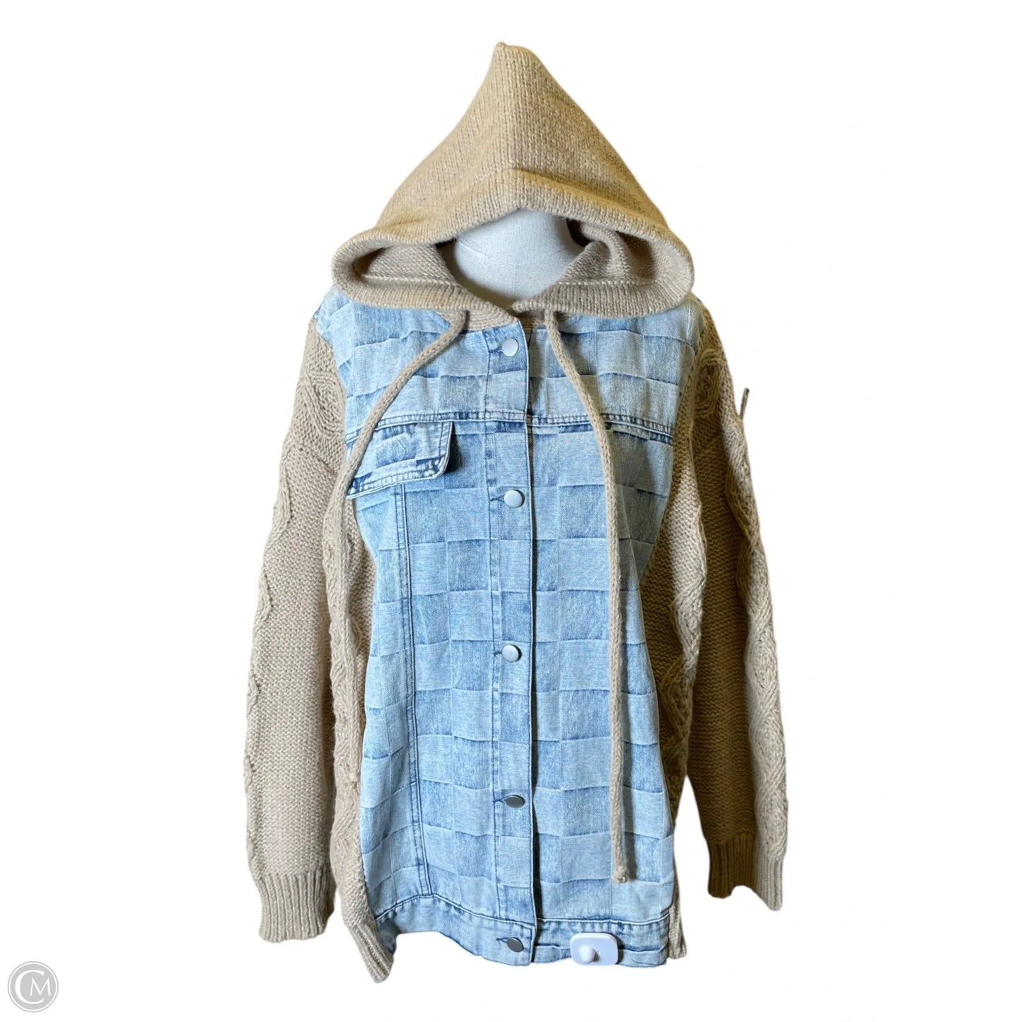Jacket Denim By Bibi In Blue & Cream, Size: Xl