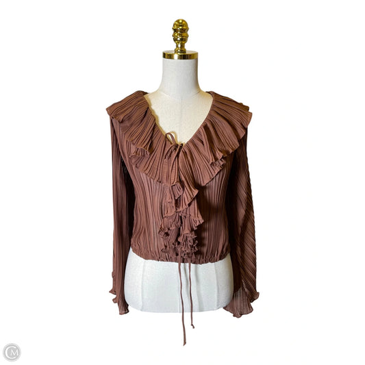 Top Long Sleeve By Life In Brown, Size: S