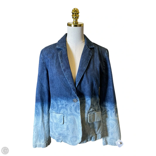 Blazer By Chicos In Blue Denim, Size: L