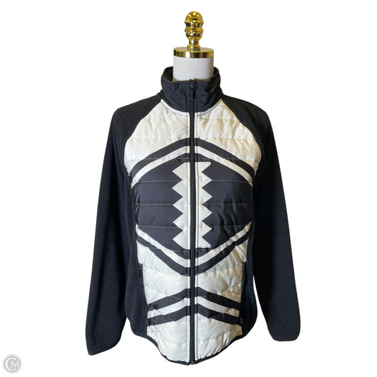 Jacket Puffer & Quilted By Lauren By Ralph Lauren In Black & Cream, Size: L