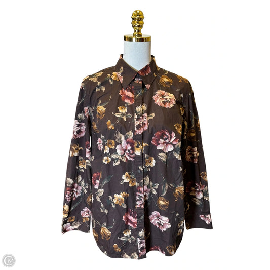 Blouse Long Sleeve By Chaps In Floral Print, Size: 1x