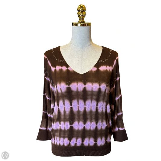 Sweater Short Sleeve By Inc In Brown & Pink, Size: M