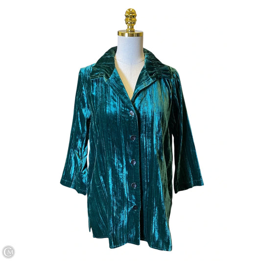 Blouse Long Sleeve By Caroline Rose In Green, Size: Sp