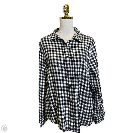 Top Long Sleeve By Calvin Klein In Plaid Pattern, Size: Xl