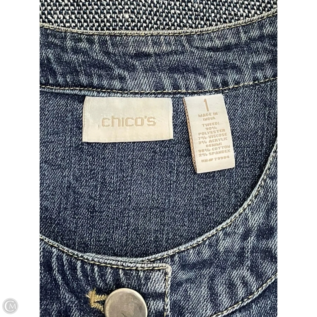 Jacket Denim By Chicos In Blue Denim, Size: M