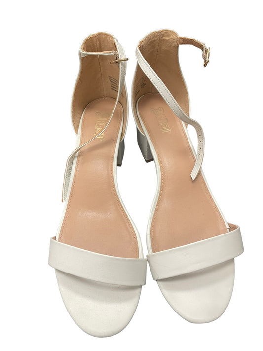 White Sandals Heels Block Brash, Size 11