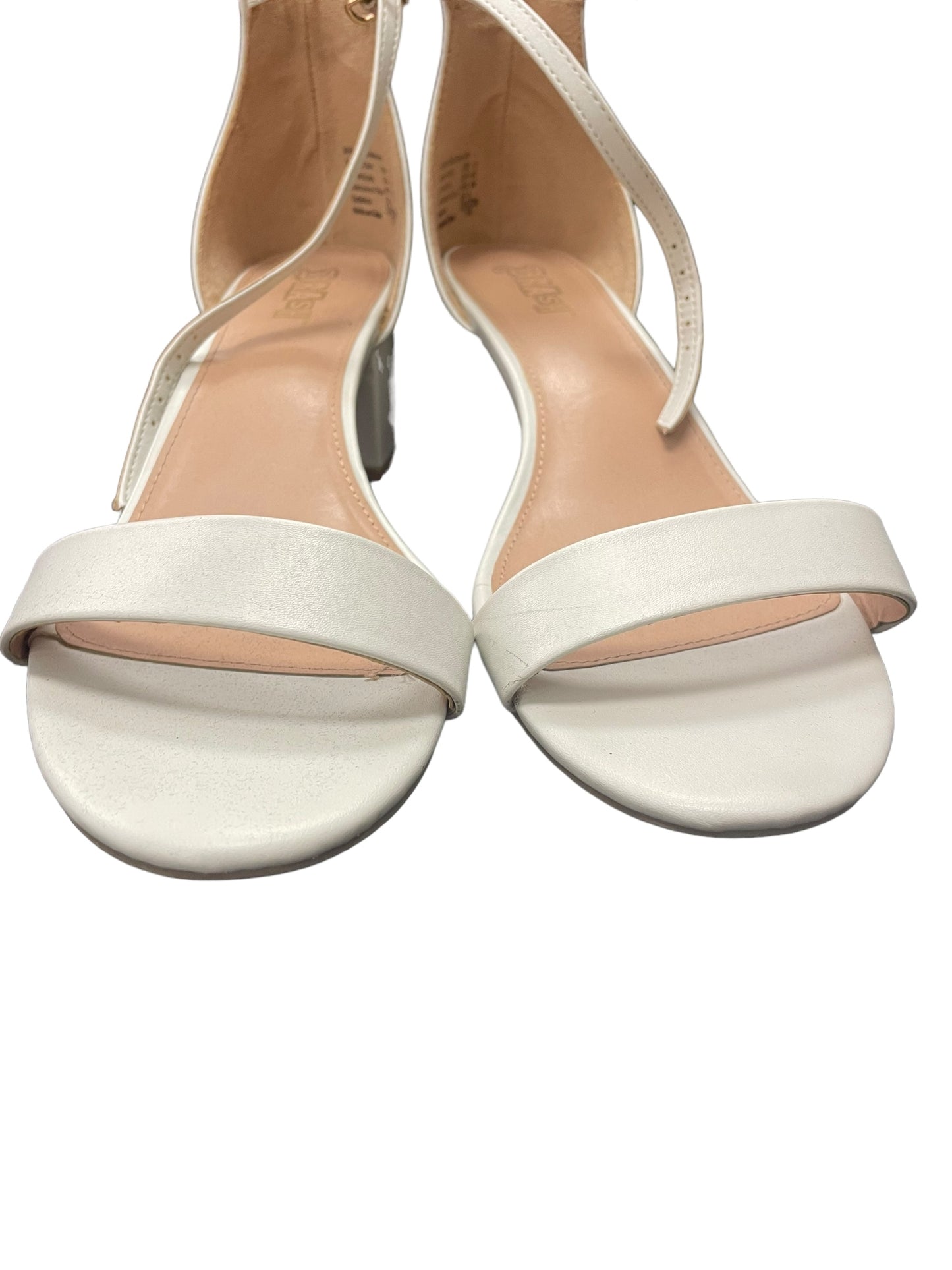 White Sandals Heels Block Brash, Size 11