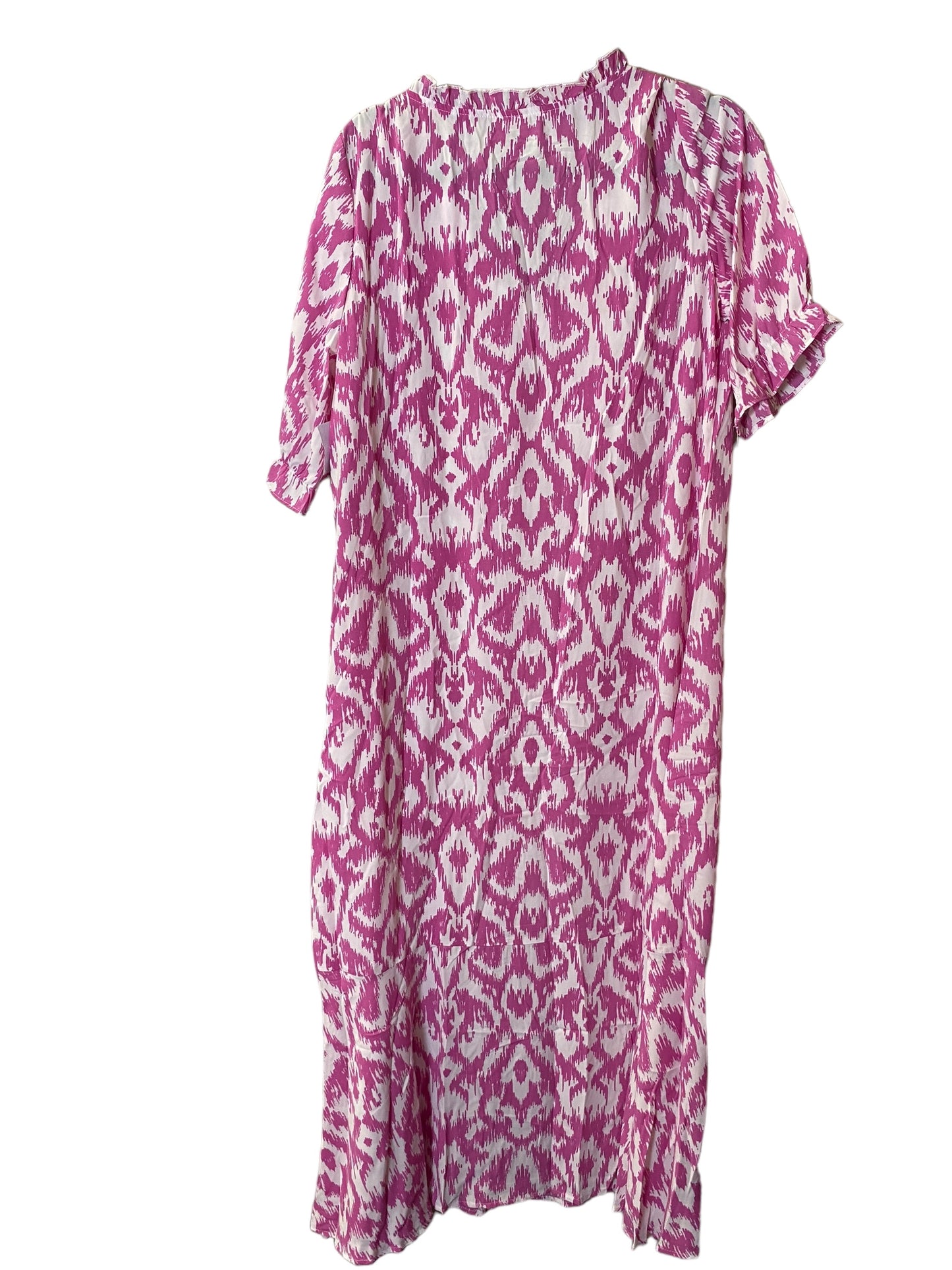 Dress Casual Maxi By Clothes Mentor In Pink & White, Size: L