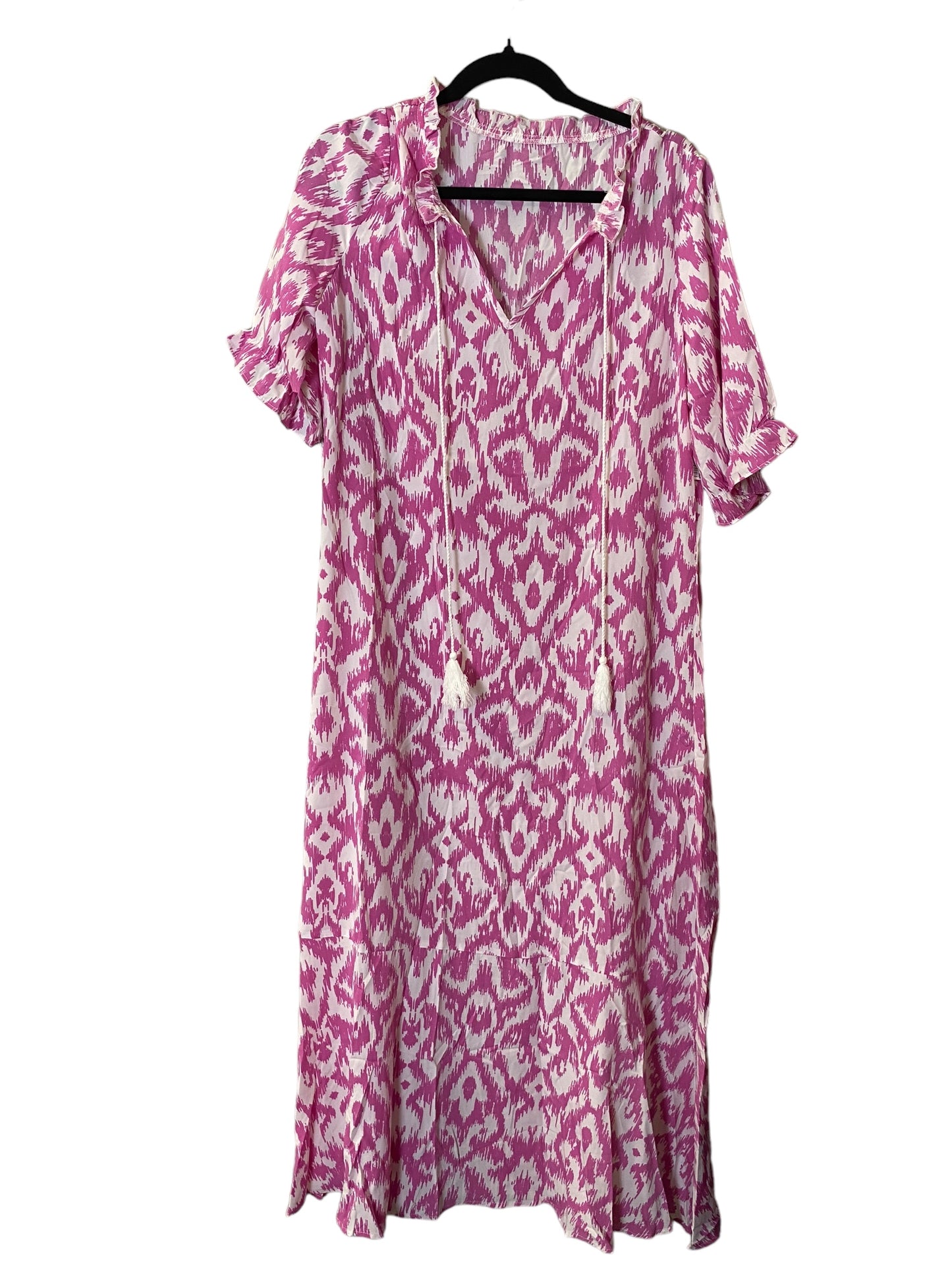 Dress Casual Maxi By Clothes Mentor In Pink & White, Size: L