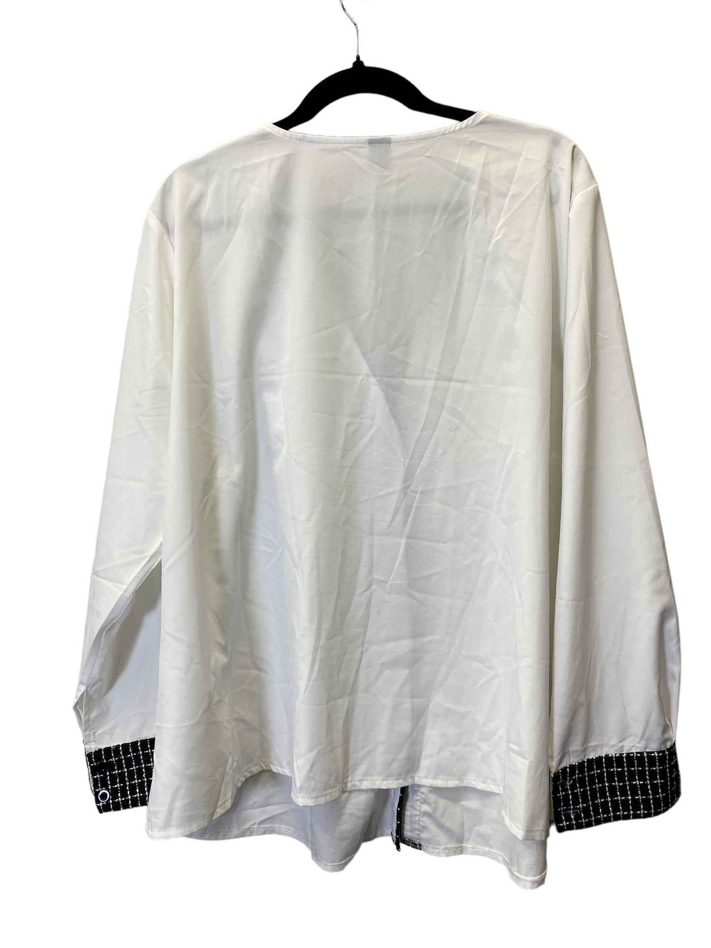 Blouse Long Sleeve By Shein In White, Size: Xxxl