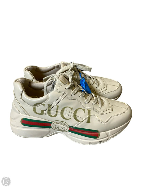 Shoes Luxury Designer By Gucci In Cream, Size: 37.5